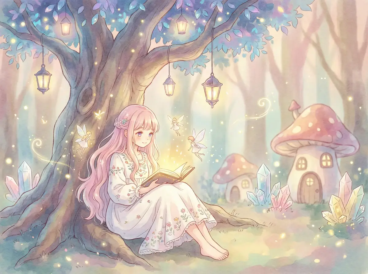 欧美整片sss第一页视频 - 魔法森林中阅读故事书的粉发少女与精灵